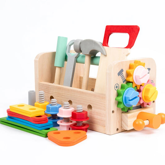 Kids Wooden Tool Bench Pretend Play Set